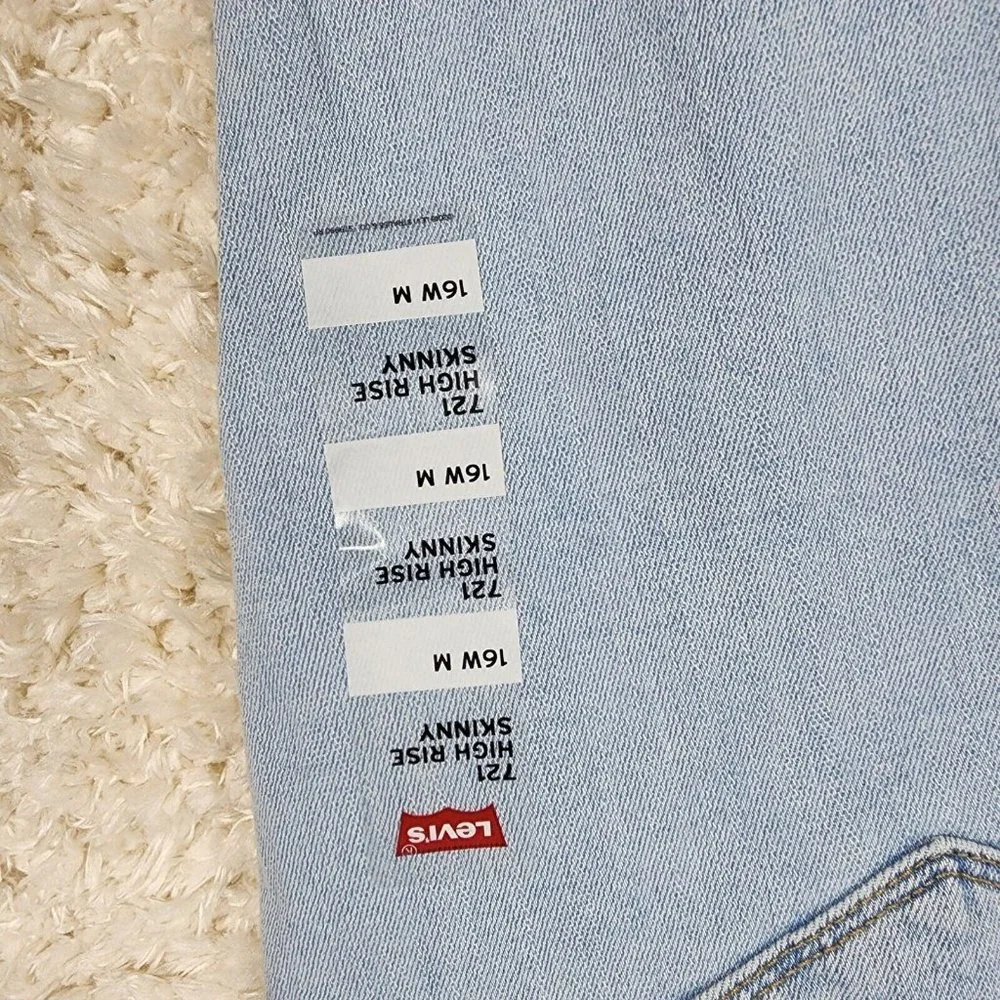 Levis Skinny Jeans Womens 16 W Blue Sculpt 721 Hypersoft Stretch Distressed Pant